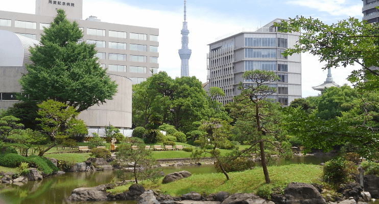 Former Yasuda garden – Japanese garden near the Edo Tokyo Museum Ryogoku Kokugikan